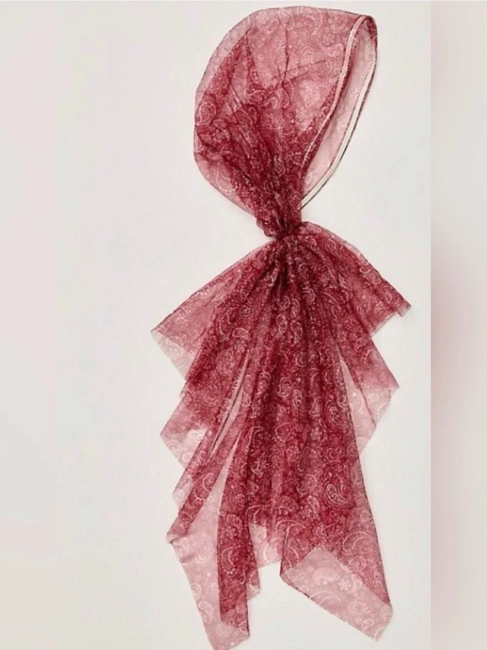 Free People Amelia Burgundy Sheer Paisley Wrap head Scarf